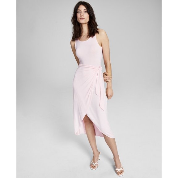 Now This Womens Side Tie Knit Midi Dress Bubblegum Pink S