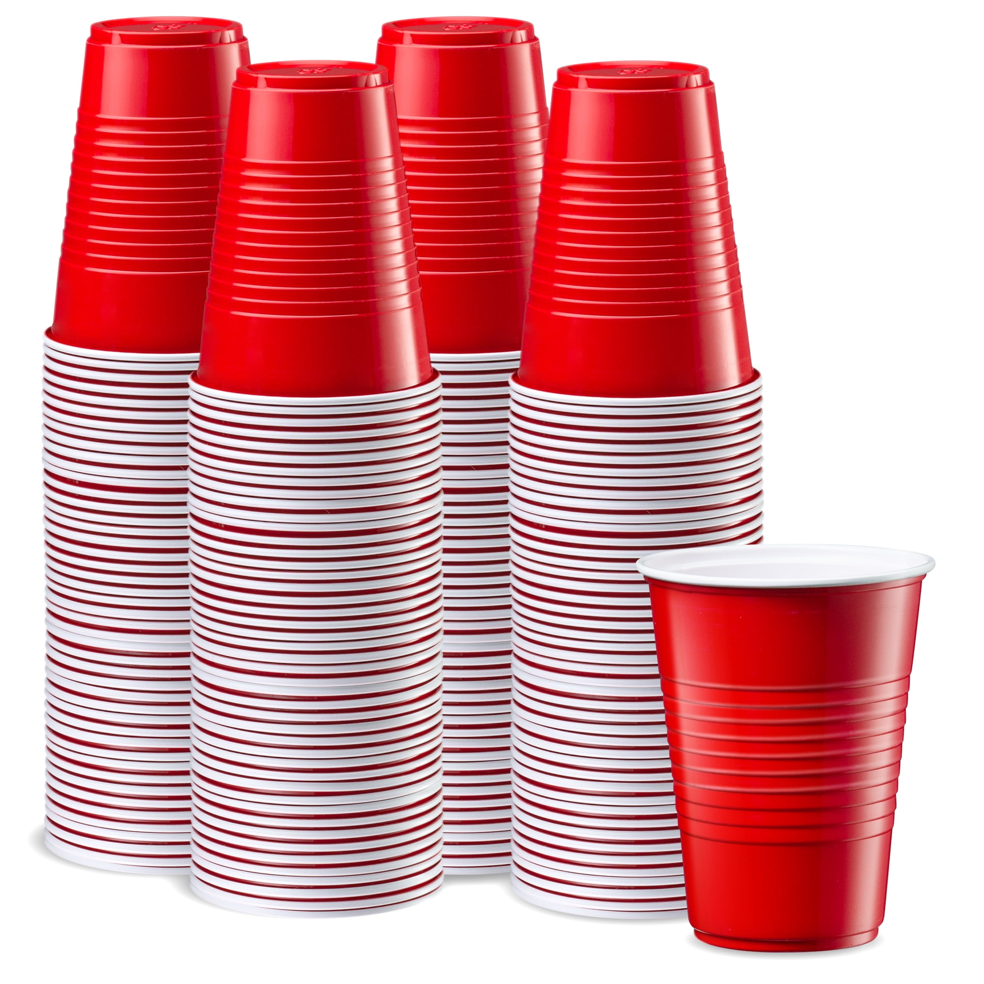 Disposable Party Plastic Cups [240 Pack - 16 oz.] Red Drinking Cups
