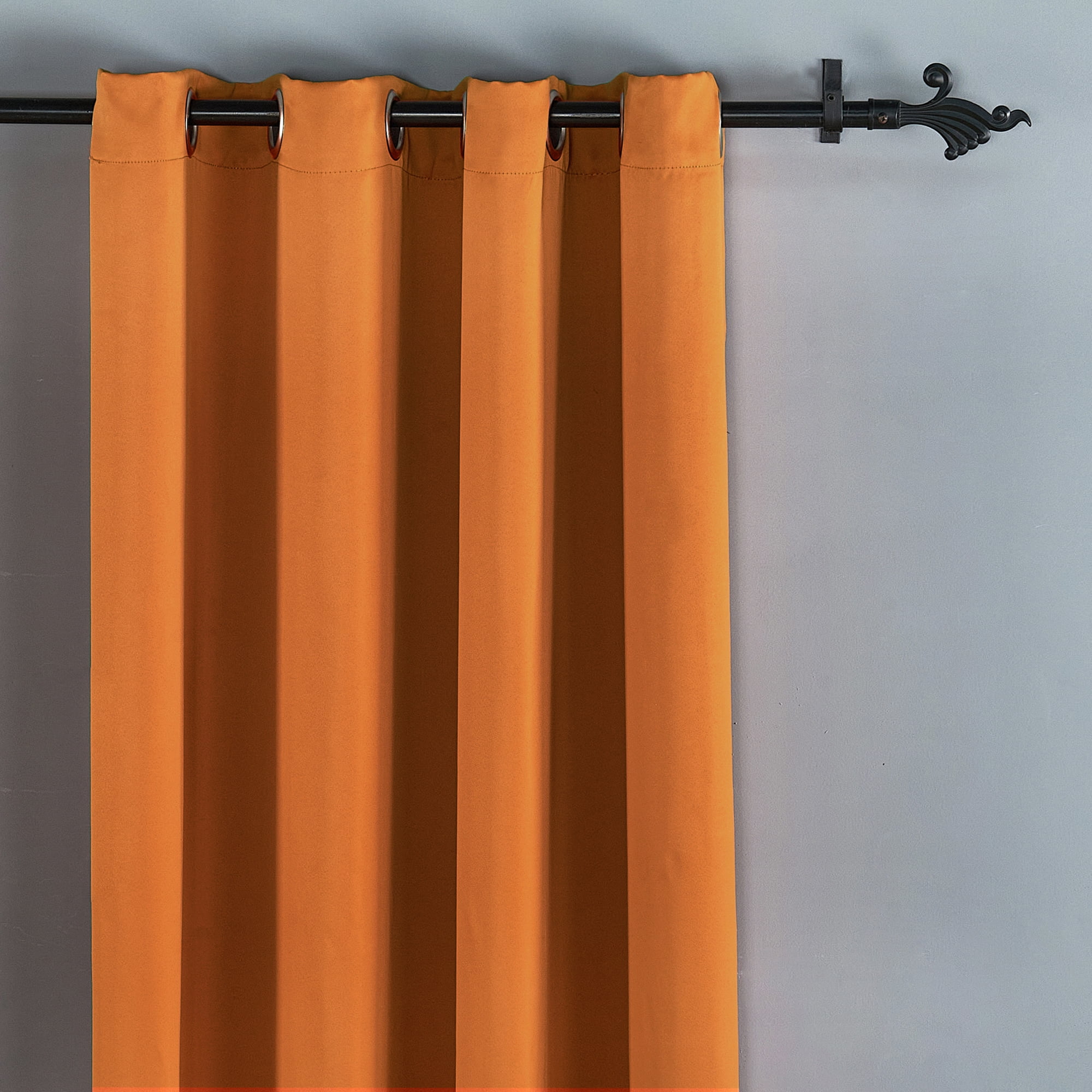 Home Soft Things Solid Blackout Curtains/Drapes Thermal Insulated Grommet Darkening Curtains, 2 Curtains and 2 Tiebacks Set - Burnt Orange - 54 x 63 inches