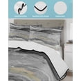 thumbnail image 4 of Quilts Twin Size Bedding Set, Grey Coastal Lightweight Quilted Comforter, Summer Beach Nautical Abstract Art Soft Reversible Bedspread Coverlet with Pillow Covers for All Season, 68" x 86", 4 of 7