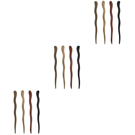 Masteelf 12 pcs Wooden Hair Sticks Decorative Hair Pins Chinese Hair Bun Hair Chopsticks