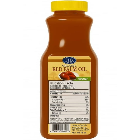 Red Organic Palm Oil 16 Oz  Pure Red Palm Oil for Cooking – Natural African Palm Fruit Oil, Authentic Pure Red Oil for Stews, Soups and Sauces.