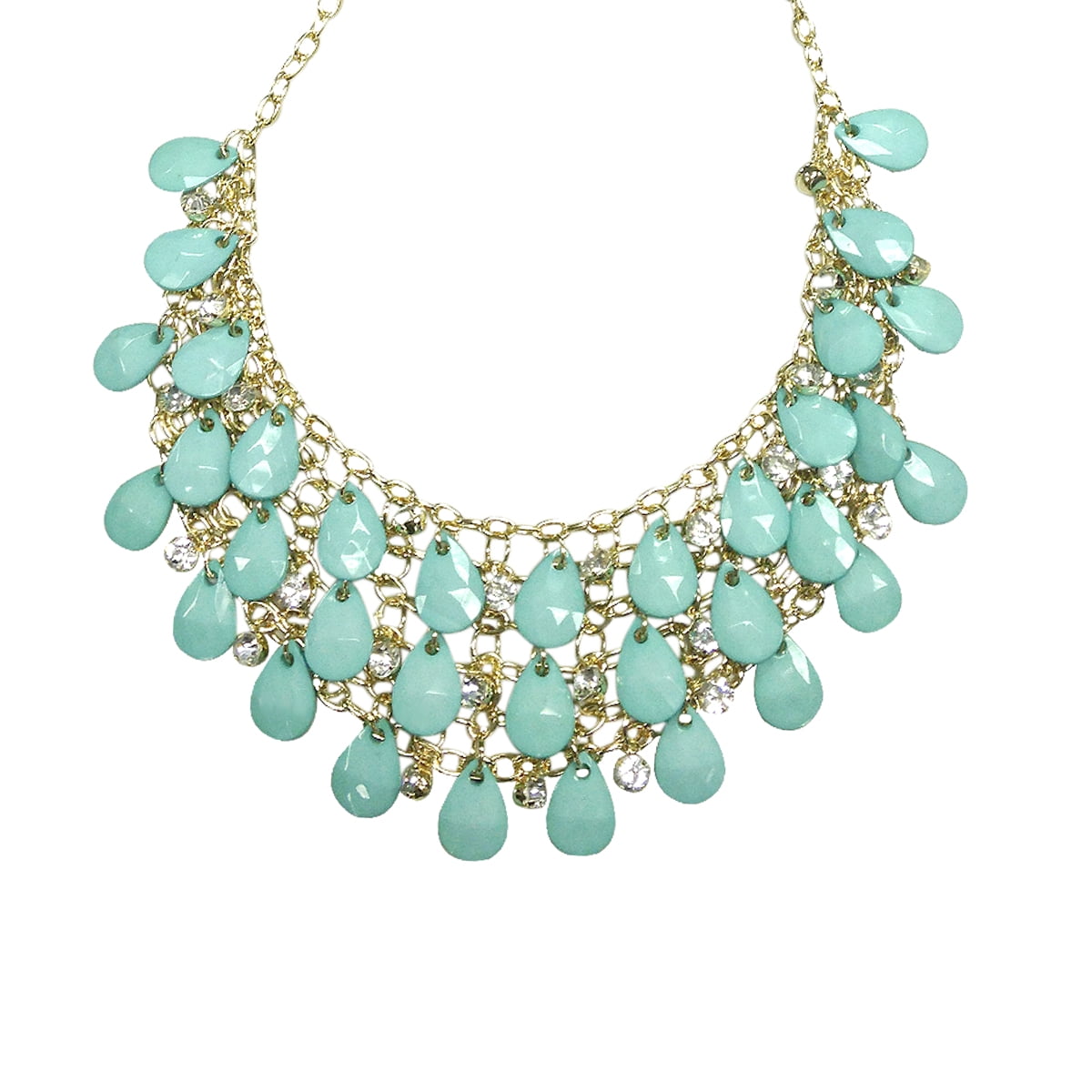 Wrapables® Multilayer Resin and Crystal Bubble Bib Necklace, Mint ...