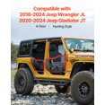 thumbnail image 2 of VEVOR Jeep Tube Doors, 4-Door, Hunting Style Jeep Tubular Door with Heavy-Duty Hinges & OE Latch, Jeep Doors with Rubber Pads, Fit for 2018-2024 Jeep Wrangler JL & 2020-2024 Jeep Gladiator JT, 2 of 9