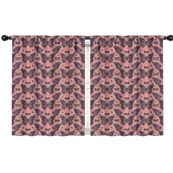 Blackout Kids Curtains,Pink Butterfly Pattern Childrens Insulated Curtains Set Of 2,Bedroom Essentials,Toddler Room Decor 42"x54"