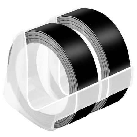 NineLeaf 2 Pack Compatible for Dymo 521209 3D Plastic Embossing Label 1/2'' x 9.8' White on Black Label Tape