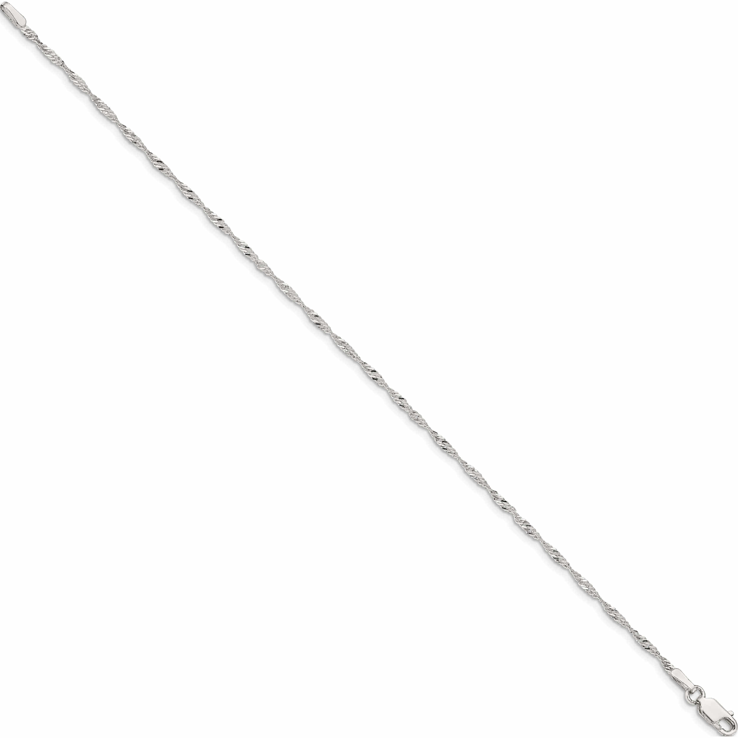 Sterling Silver 1.75mm Singapore Chain Anklet (9 X 1.75) Made In India -Jewelry By Sweet Pea