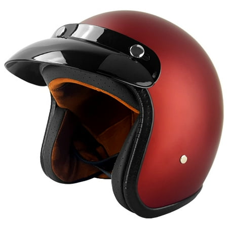 Half Face Rust Red Three Quarter Motorcycle Helmet - Walmart.com