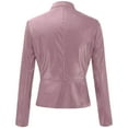 thumbnail image 4 of GEWSEY Womens Faux Leather Long Sleeve Jackets Quilted Moto Outwear Slim Lapel Coats (Light Purple, S), 4 of 9