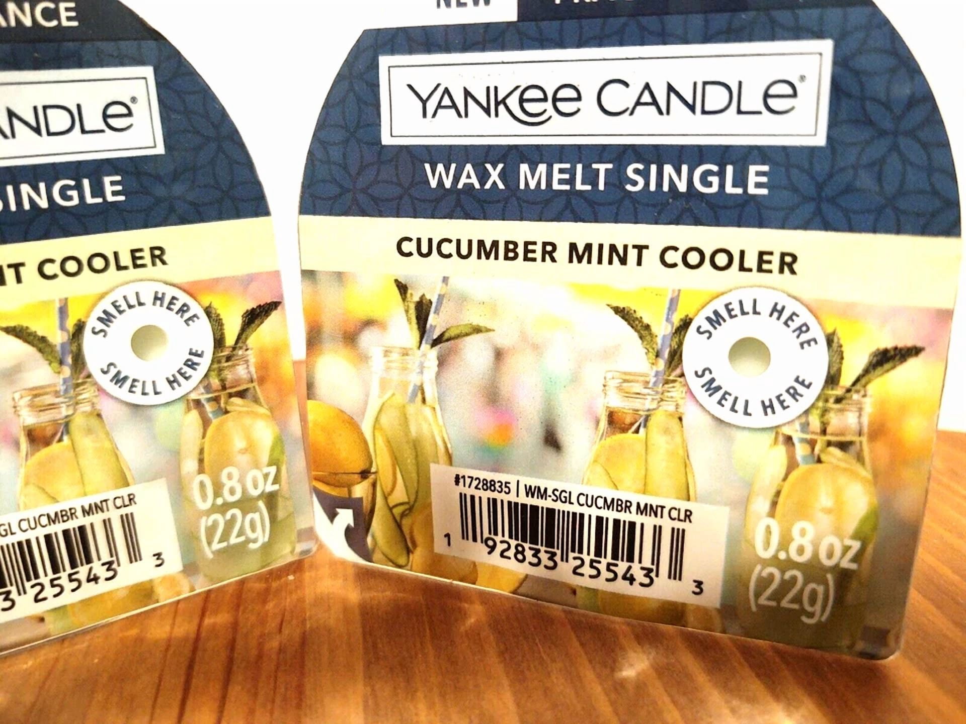 Yankee Candle Cucumber Mint Cooler Wax Melt Tart Singles X 2 0.8 Oz Each New