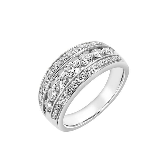 1 Carat DEW Moissanite Sterling Silver Three-Row Anniversary Band