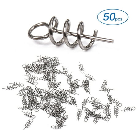 Lixada 50PCS Fishing Hook Centering Pins Fixed Latch Needle Spring Twist Lock for Soft Lure Bait (Best Way To Hook A Worm)