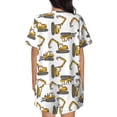 thumbnail image 3 of Qekee Funny Excavator Women's Pajama Set Short Sleeve Sleepwear Summer Home Wear with Pockets Soft Short Sleeve Shirt - Funny Excavator, 3 of 9