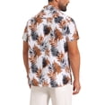 thumbnail image 3 of INSPIRE CHIC Men's Short Sleeve Button Down Camp Collar Leaf Print Hawaiian Shirts XL White Brown, 3 of 5