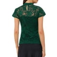 thumbnail image 3 of INSPIRAR CHIC Top de Mujer con Espalda en Llave para el Día de San Valentín, Manga Corta, Cuello Alto, Blusa Semi Transparente XL Verde, 3 of 6