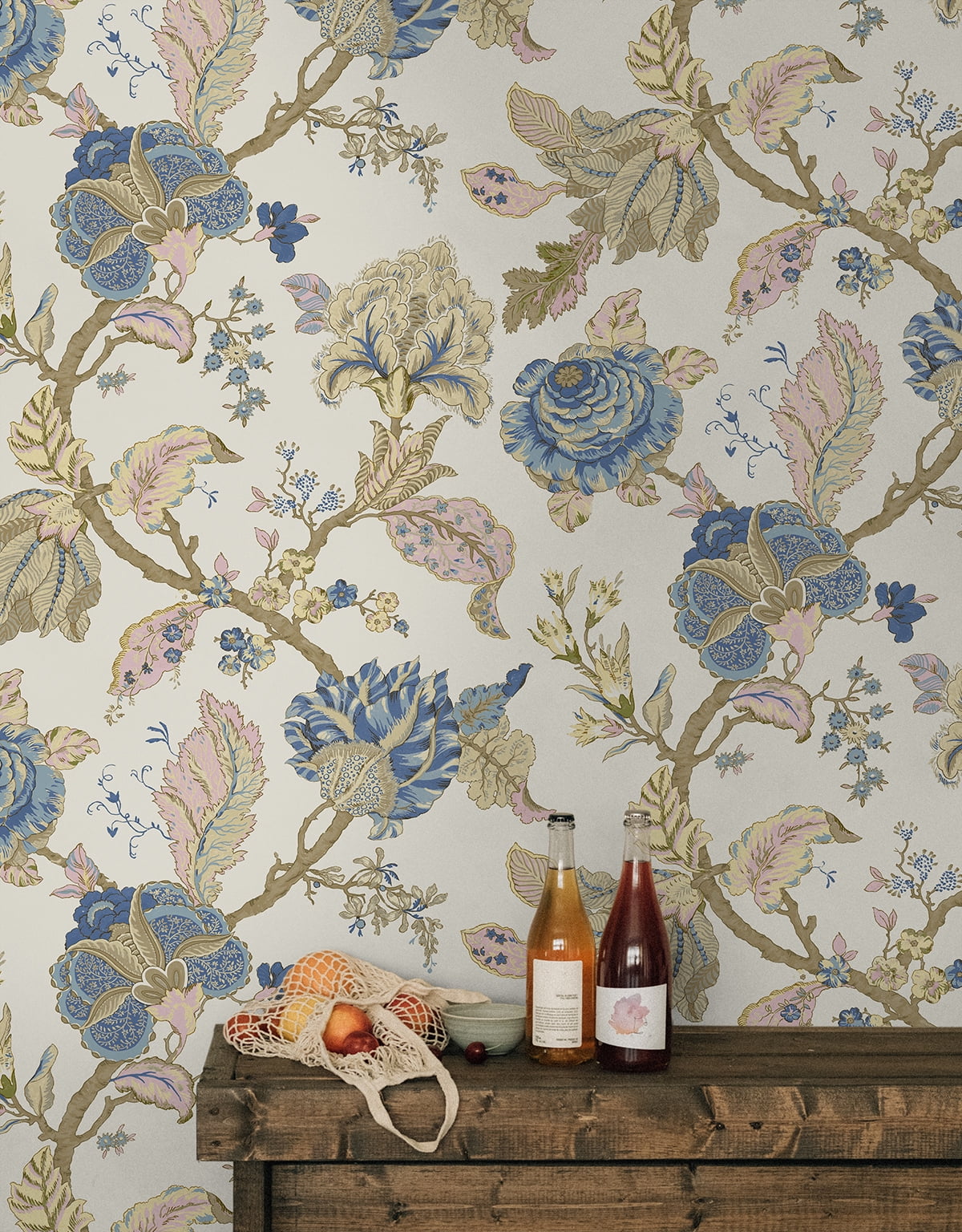 Seabrook Designs  Lana Jacobean Prepasted Wallpaper 20.5 in W x 33 ft. L - Parchment
