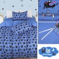 thumbnail image 4 of PiccoCasa 5 Piece Kids Duvet Cover Bedding Set Monster Pattern Queen Navy Blue, 4 of 6