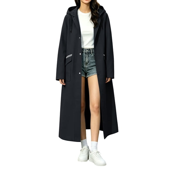 Karight Rain Jacket Women with Hooded Waterproof Lightweight Packable Long Raincoat Poncho for Men Adults