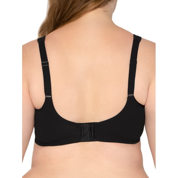 Reggiseno Con Ferro Fruit Of The Loom Donna Taglie Forti: Cotone Morbido Sfoderato, Nero, 42D, Comodo E Di Supporto