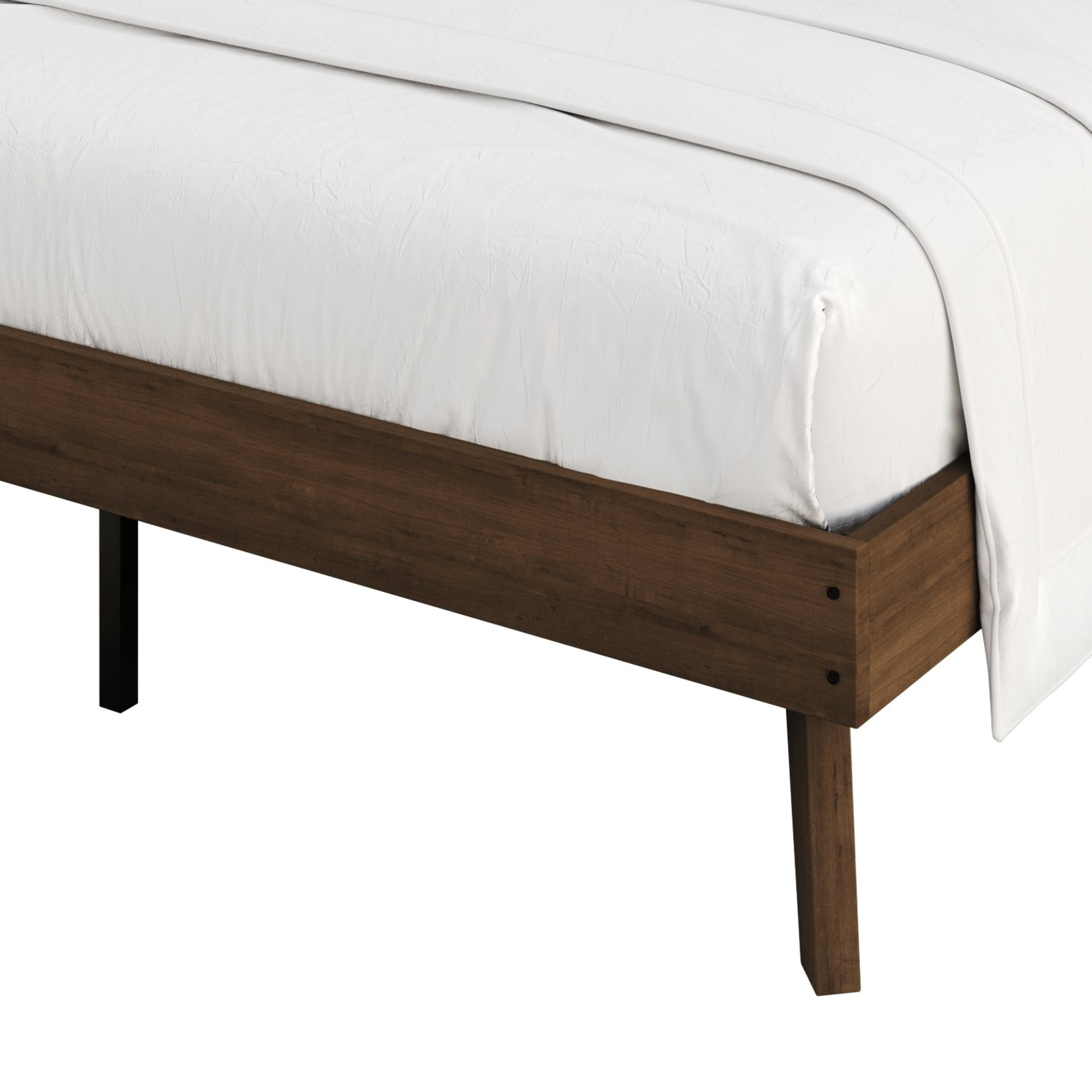 Castle Place Modern Wooden Queen Platform Bed, Walnut