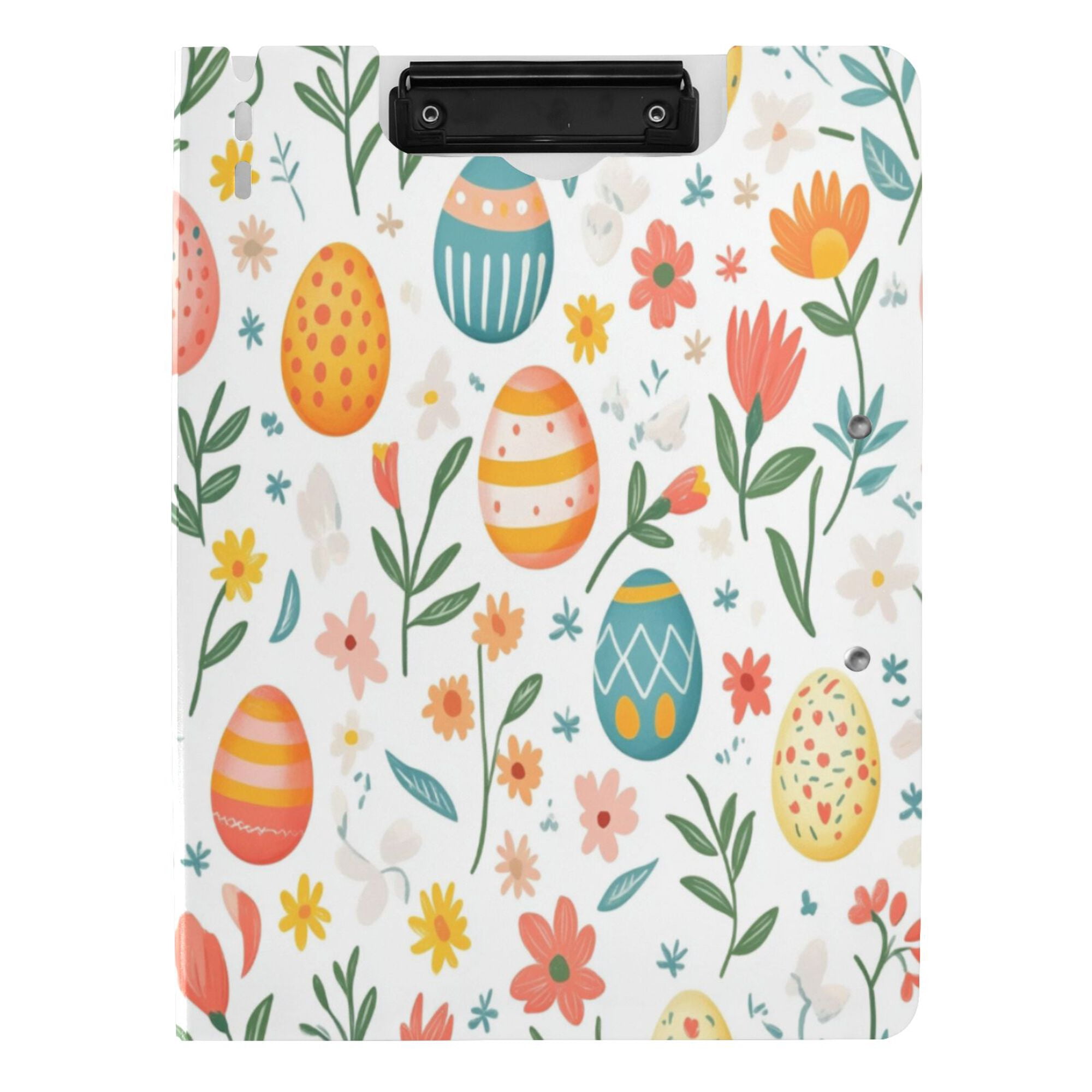 FORMRS A4 Clipboard Folder with Pen Holder Horizontal Foldable School Office Binder, Floral Easter Eggs