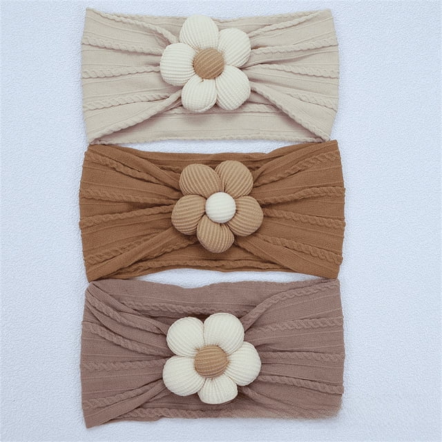 Banda elástica para el cabello de nailon para bebés, banda para el cabello para niñas, flor de cinco pétalos, tocado para recién nacidos, accesorios para el cabello para bebés