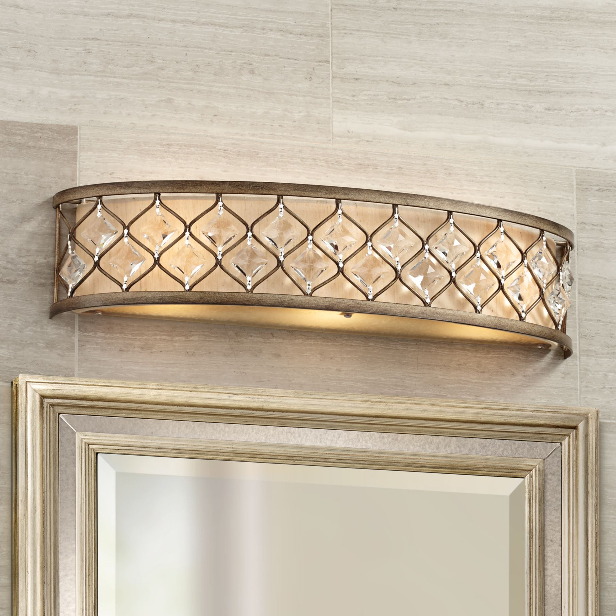 Regency Hill Wall Light Golden Bronze Hardwired 25 Wide Bar Fixture Jeweled Clear Crystal For Bathroom Vanity Com Regency Hill Wall Light Golden Bronze, Gold Vanity Light Bar