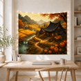 thumbnail image 5 of Autumn Village with Pumpkins and Stream, Serene Rustic for Home Decor Lovers, Landscape Wall Art Design, Thanksgiving Hostess Gift, Tapestry Wall Hanging for Bedroom and Living Room, 5 of 7