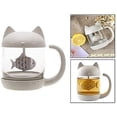 thumbnail image 3 of Taza de té de cristal con forma de gato, regalo de cumpleaños y Navidad, 3 of 7