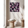 thumbnail image 6 of Wall Art Prints, Halloween Skull Framed Canvas Prints for Bedroom Living Room Bathroom Office, Vintage Pink Rose Purple Flower Gallery Wrap Wall Art Poster for Gifts Home Decor 20"x20", 6 of 9