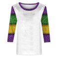 thumbnail image 2 of Maplenight Mardi Gras Shirts for Women 3/4 Length Sleeve Tops Funny Graphic Cute Crew Neck Holiday T-Shirts, 2 of 3