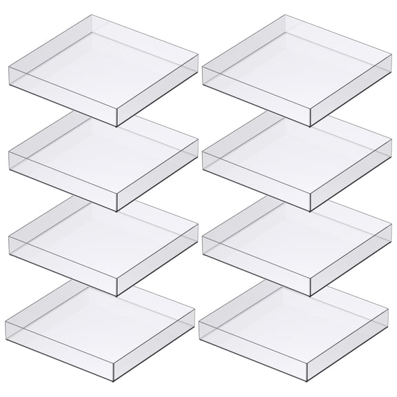 12" x 12" Clear Stackable Storage Tray by Simply Tidy – Plastic Organizer for Scrapbook Pages - Stationery - Paintbrushes & Craft Supplies - Slim & Stackable Design - 8 Pack