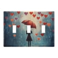 thumbnail image 2 of Haosy Light Switch Cover Plate 2 Gang Electrical Outlet Covers Raining Love Hearts Decorate Wall Plate 4.56”x4.48”, 2 of 8