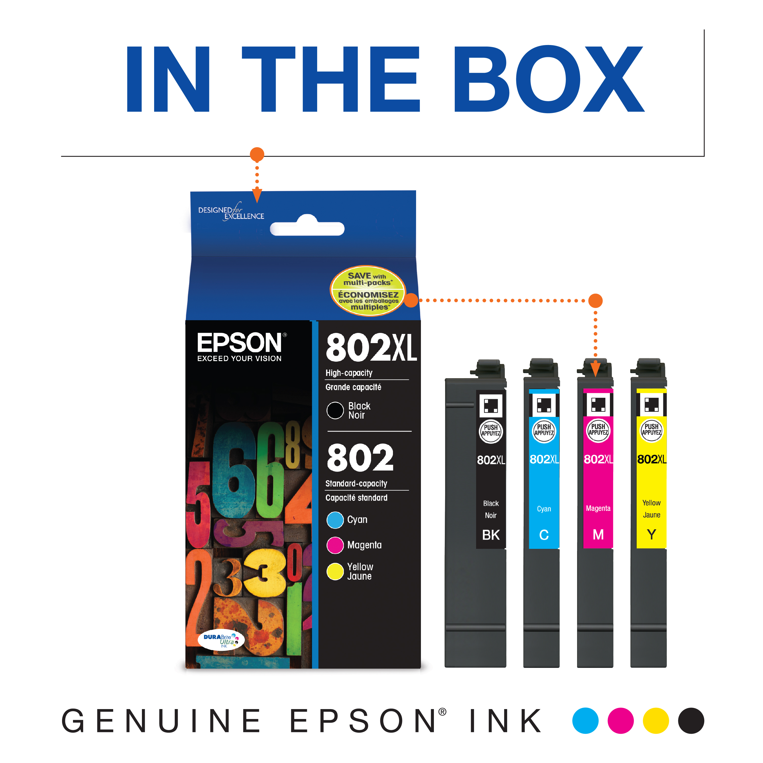 EPSON 802 DURABrite Ultra Ink High Capacity Black & Standard Color Cartridge Combo Pack (T802XL-BCS) Works with WorkForce Pro WF-4720, WF-4730, WF-4734, WF-4740 Sansujyuku sansujyuku.com