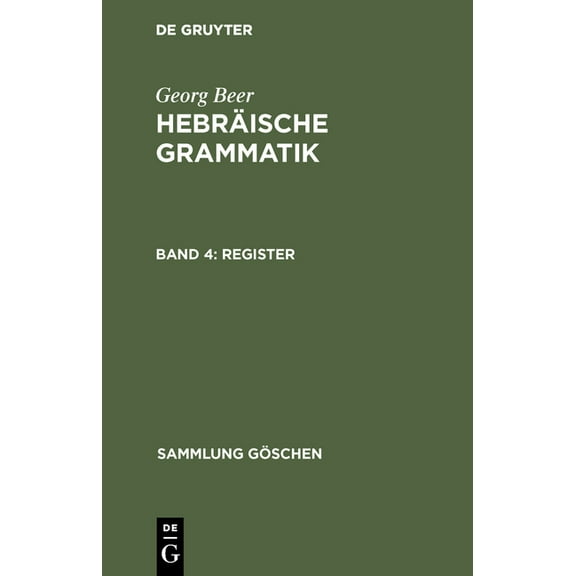 Sammlung Göschen Register, Book 4765, (Hardcover)