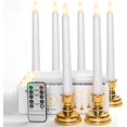 "Happyline" 7.9" Flameless Taper Candles with Candlesticks Pack of 9