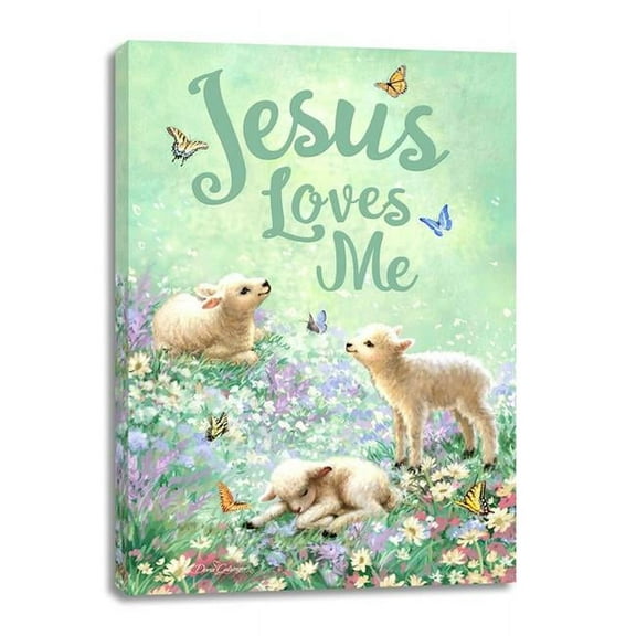 Glow Decor 261451 10 x 14 in. Jesus Loves Me Frameless Canvas