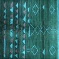 thumbnail image 1 of Ahgly Company Indoor Square Oriental Turquoise Blue Industrial Area Rugs, 4' Square, 1 of 4
