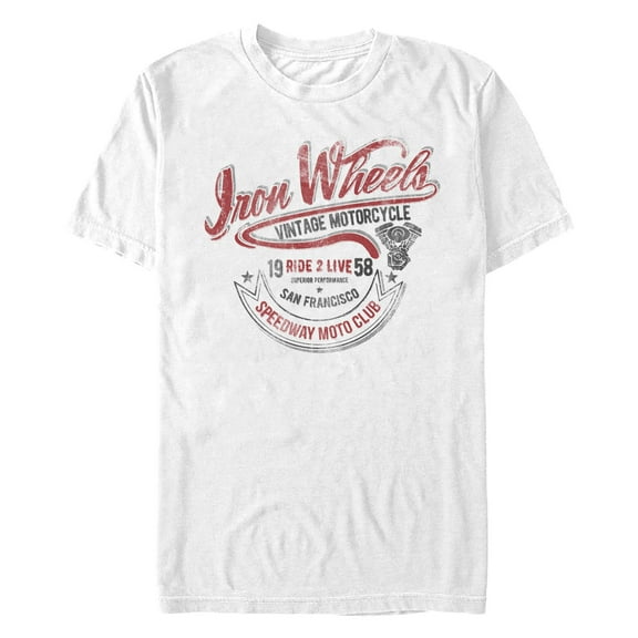 Men's Lost Gods Iron Wheels Speedway Moto Club Distressed Graphic T-Shirt Big & Tall