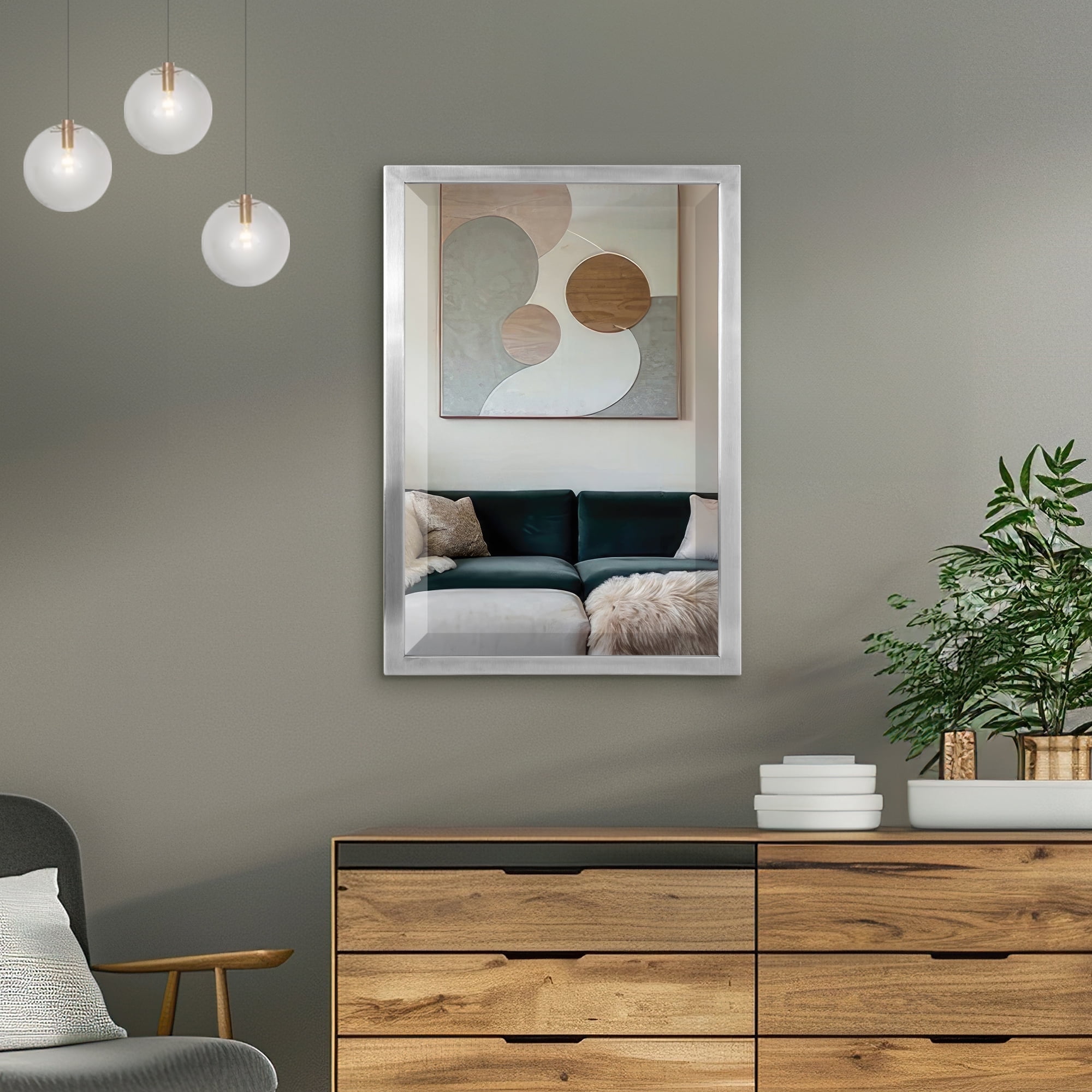 Head West Polished Chrome Stainless Steel Framed Wall Mirror for Bathroom  and Living Room - Convenient and Sturdy Vertical \u0026 Horizontal Placement -  22\, image size:2000x2000