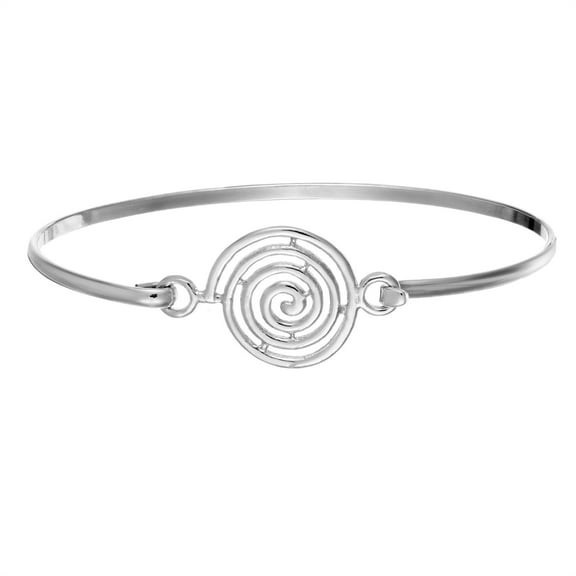 Silverly Women's 925 Sterling Silver Thin Round Swirl Spiral Stackable Bangle Bracelet