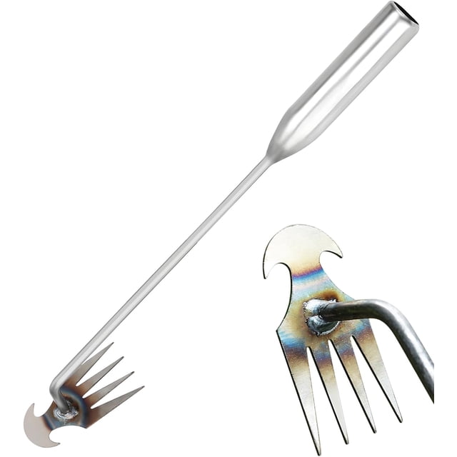 Herramienta de extracción de malezas con asa, herramienta manual de deshierbe para jardín, extractor de deshierbe portátil, deshierbe de jardinería, tirón de deshierbe para patio (4 dientes de mango