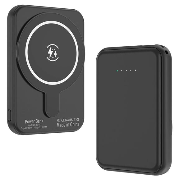Hotpom Mini Magnetic Power Bank, 5000mAh Portable Wireless Fast Charger, for Outdoor Travel,Climbing, hiking and daily use Emergency Backup Power, Compatible with iPhone, Samsung, Black