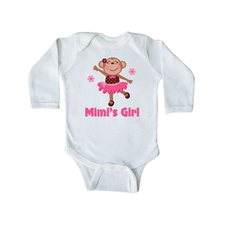 

Inktastic Mimi s Girl monkey Gift Baby Girl Long Sleeve Bodysuit