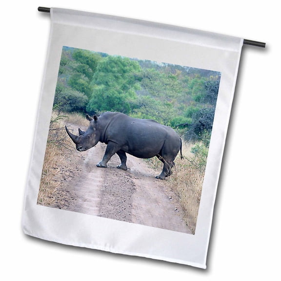 3dRose, South African Rhino side view, 18 x 27 inch Garden Flag