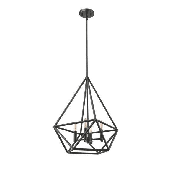 Vivio Lighting Vega Contemporary Dimmable 4-Light LED Matte Black Geometric Pendant Lights