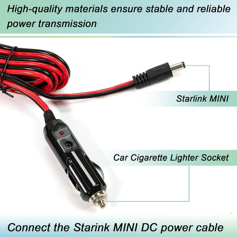 small cigarette lighter plug Starlink Mini DC Power Cable with Cigarette Lighter Male Plug, 2 M/6.5 ft Starlink Mini DC Power Cable for Car/Truck/Bus/Van, Small and Portable