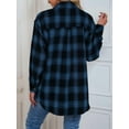 thumbnail image 5 of Womens Button Down Flannel Shirts Long Sleeve Plaid Shackets Business Casual Blouse Top Blue S, 5 of 7