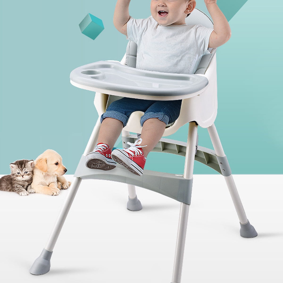Baby high Chair, Padded High Chair with Removable Tray and Adjustable