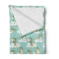 thumbnail image 2 of Angel Soft Flannel Fleece Throw Blanket, Angels Playing Harp in Sky Clouds Myth Folk Lyre Folk Music Band Joy, Cozy Plush for Indoor and Outdoor Use, 50" x 60", Earth Yellow Seafoam, by Ambesonne, 2 of 5